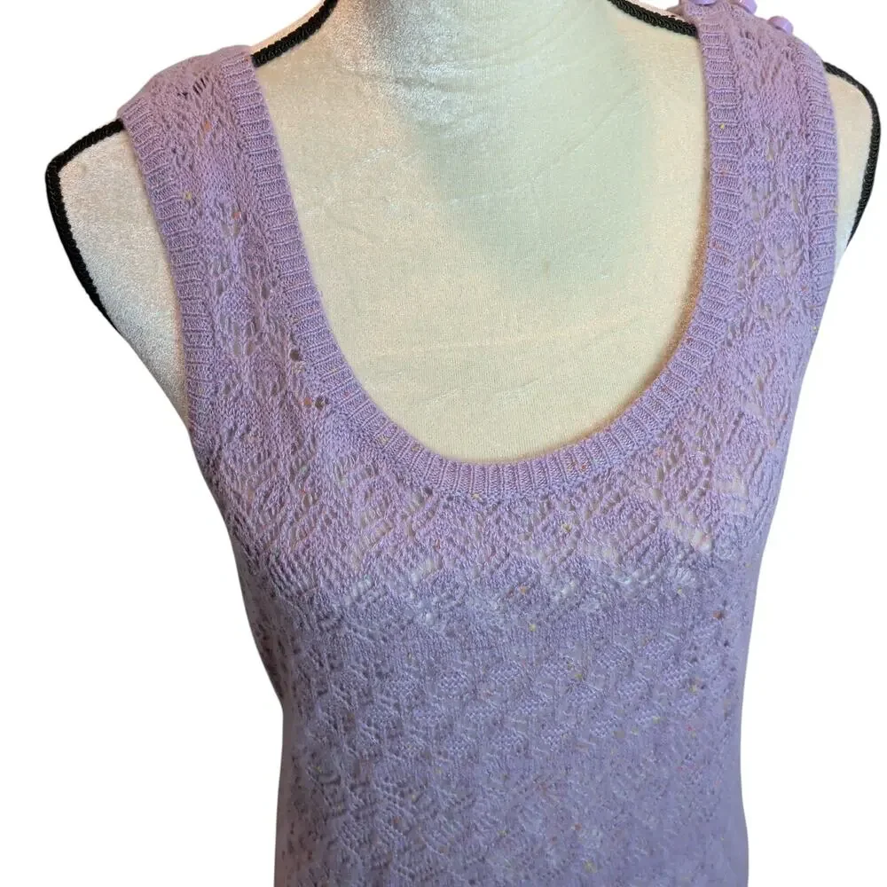 NWT Coach Sz L Lace Knit Midi Dress Purple Wool Linen Cashmere Sleeveless Maxi